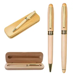 Luxury Wooden stationery students Business office Ballpoint Pen And Gift Box Elegant Fancy Nice Pens Christmas Gift Pen Set