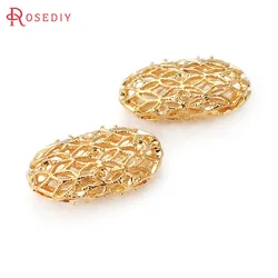 10PCS 18K Gold Color Brass Oval Spacer Beads Bracelet Beads High Quality Diy Jewelry Making Necklace Earrings Accessories