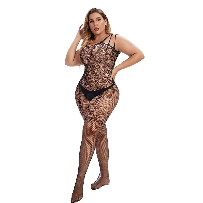 NEWJOINFUN Plus Size Women Sexy Open Crotch Bodystockings Fishnet Body Suit Lingerie Catsuit Tights Teddies Exotic Bodysuits Xxl