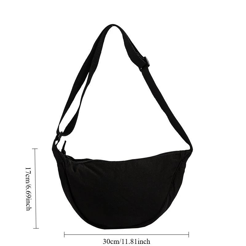 Custom Name Embroidery Crossbody Bag Unisex Nylon Half Moon Crescent Bag Lightweight Adjustable Strap Shoulder Messenger Bags