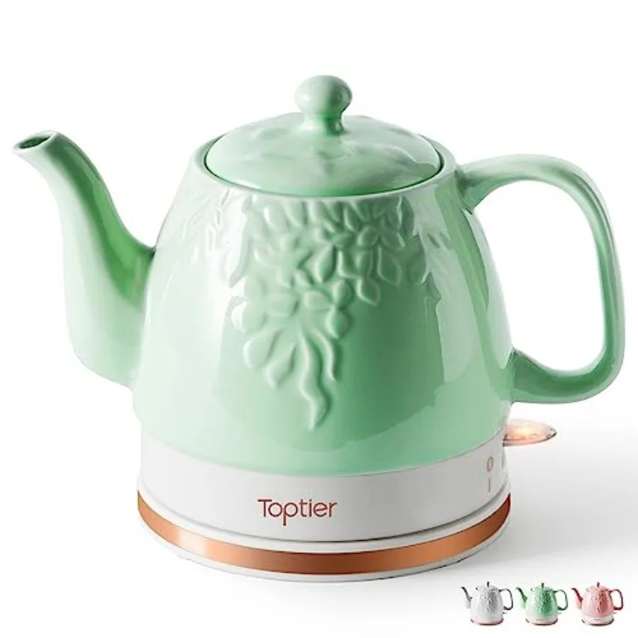

Electric Ceramic Tea Kettle Boil Water Quickly and Easily Detachable Swivel Base and Boil Dry Protection Carefree Auto Shut Off