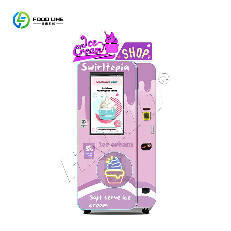 Premium Vending Machine Supplier Self Service Soft Ice Cream Smoothie Making Full Automatic Robot Commercial Equipment