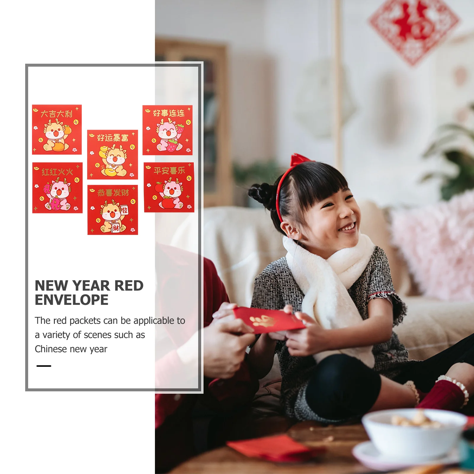 

6Pcs Red Envelopes Chinese New Year Dragon Style Lucky Money Packets Creative Paper Gift Pouches for Spring Festival Holiday