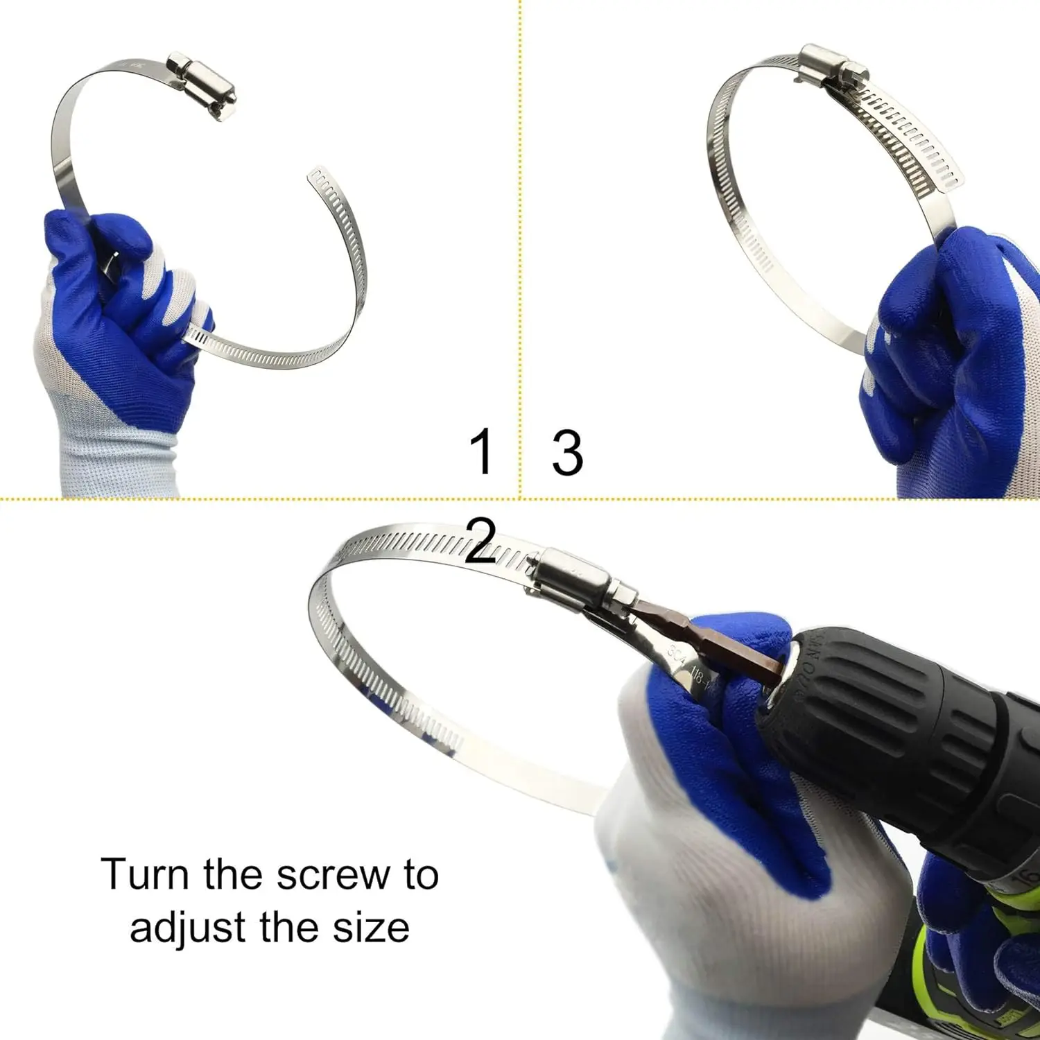 6mm ~ 114mm Stainless Steel Drive Hose Clamps Adjustable Water Pipe Tri Gear Worm Fuel Tube Spring Cramps Fixed Clip