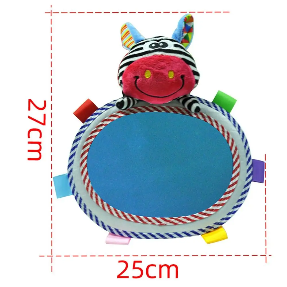 Cartoon Animal Plush Toys Baby Car Rear View Mirror Adjustable Sound Infant Rear Facing Mirrors Table Support with Hooks