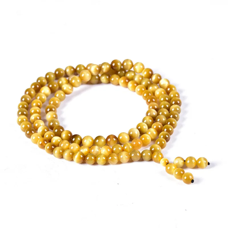 الذهب الطبيعي الأسود اللون سبج حجر عين النمر 108 حبات الصلاة البوذية سوار متعدد الطبقات #2