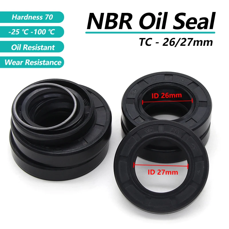 2/5/10pcs ID 26/27mm NBR Oil Seal TC-26/27*34/35/37/38/47/48/52/55*6/7/8/10mm Nitrile Rubber Shaft Double Lip Sealing Gaskets