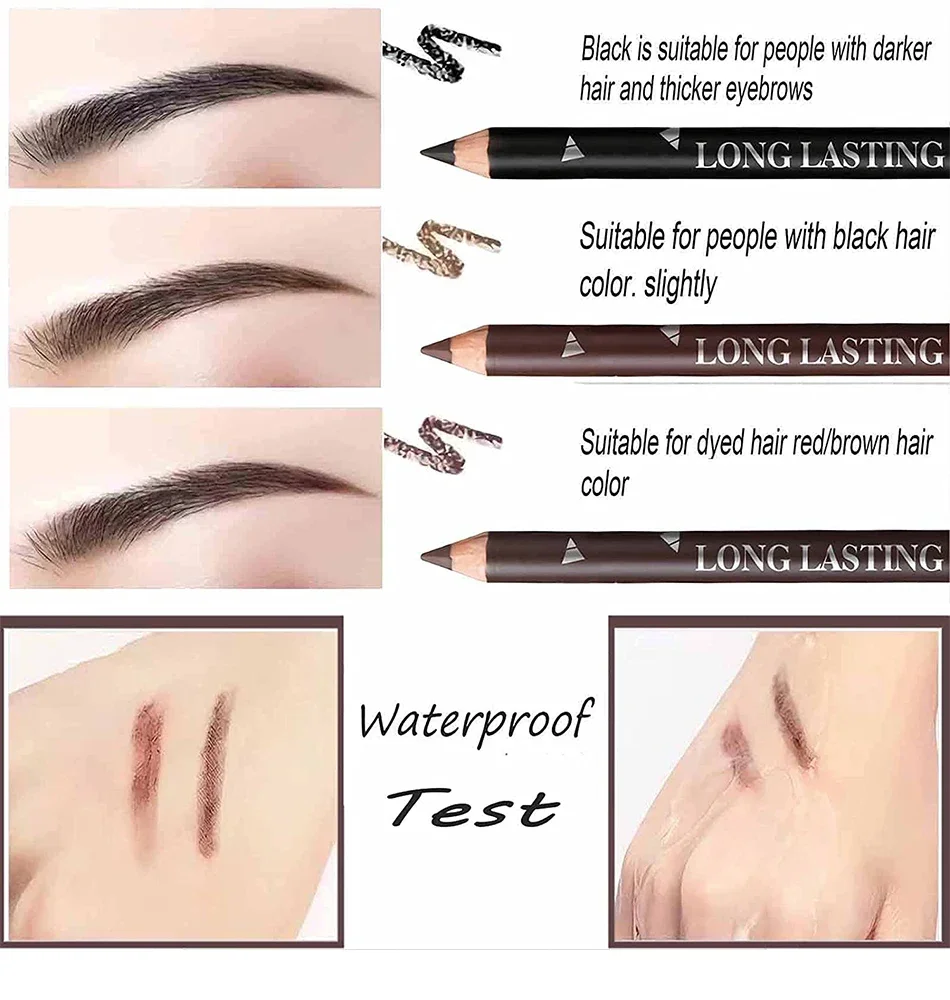 Eye Brow Pen para iniciantes, lápis de sobrancelha impermeável, maquiagem, cor fácil, natural, preto, marrom, prática, ferramentas cosméticas, borrão de desgaste, 24HR