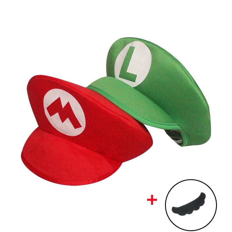 Super Mario Bros Cosplay Hat, Jogo, Canalizador, Mario, Odisseia, Luigi, Bors, Desenhos animados, Halloween Party Cap, Traje de Natal, Material Unisex