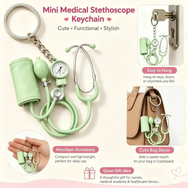 2D Acrylic  Keychain With Cute Stethoscope Design For Nurses Doctors Appreciation Gifts