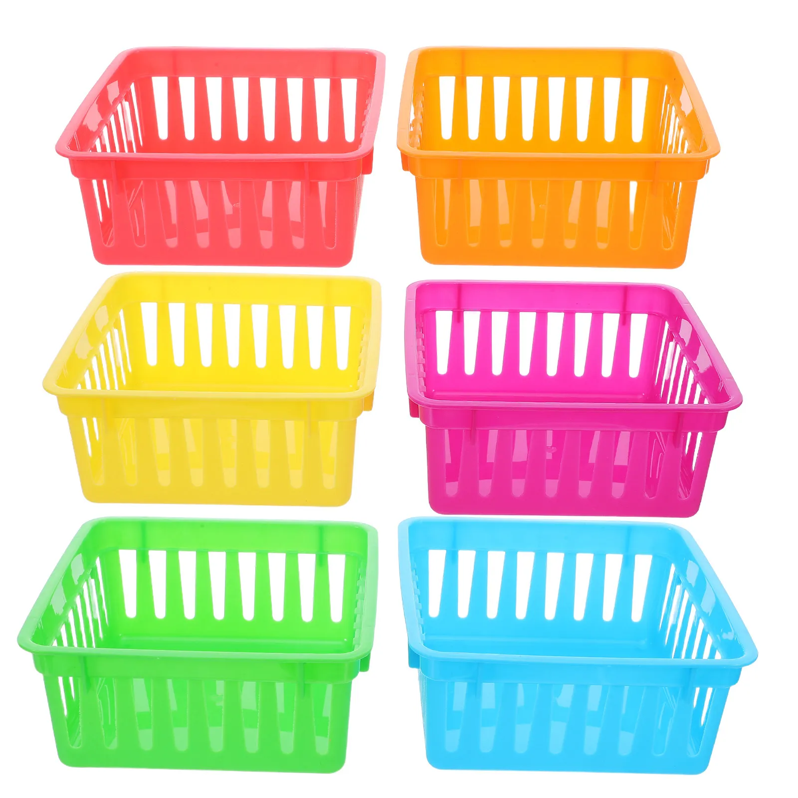 8Pcs Bright Plastic Stackable Desktop Organizer Basket Colorful Stationery Storage Bin for Classroom Desk Pencil Eraser