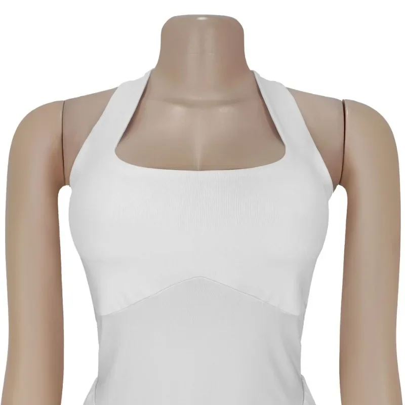 Casual solto macacões feminino sólido quadrado pescoço halter sem costas calças de perna larga uma peça macacão moda streetwear macacão