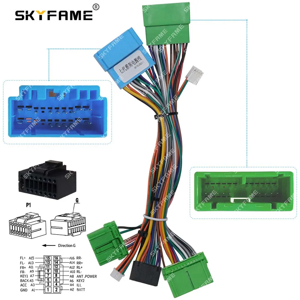 SKYFAME Auto 16 Pin Kabelbaum Adapter Android Radio Stromkabel für Honda Accord 7