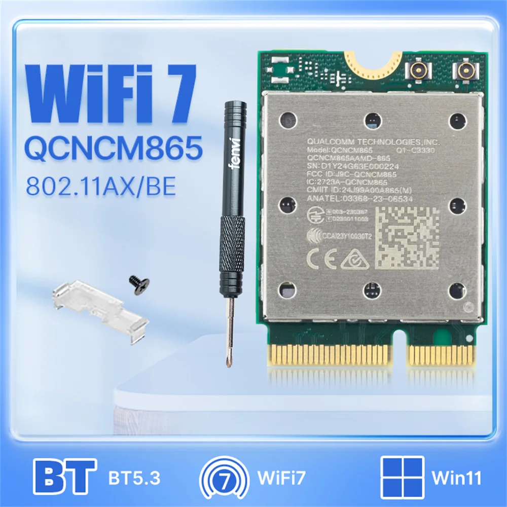 WiFi7 QCNCM865 M.2 Key E WiFi Card Laptop Network Adapter Bluetooth 5.3 2.4G/5G/6Ghz WiFi Bluetooth module