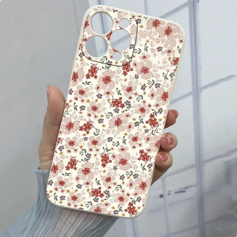 For Funda iphone 15 14 13 12 11 16 Pro 13Pro Max X XS Max XR SE 2020 2022 7 8 Plus Flower Pattern Anti-fall Phone Case Cover