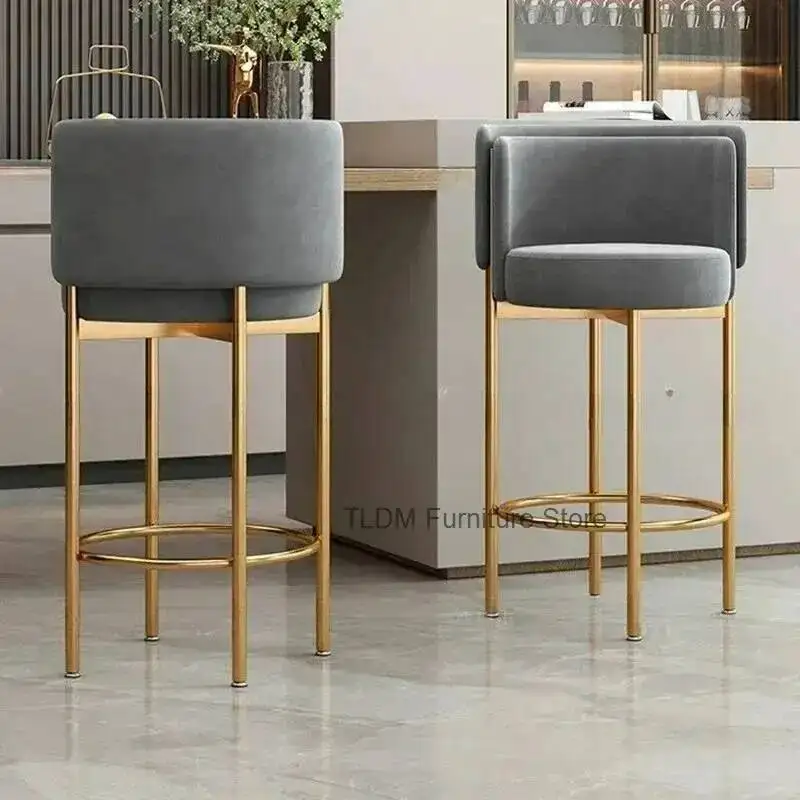 Swivel Luxury Chair Chairs High Bar Table Velvet Counter Stool Nordic Stools Dining Modern Design Kitchen Pink Mesas Furniture
