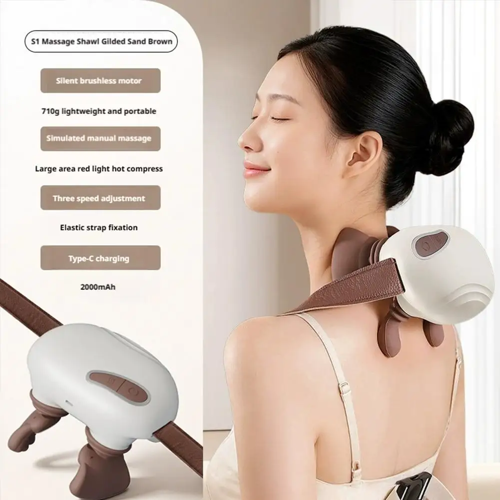 

Bionic 3 Level Heated Neck Shoulder Massager 4D Kneading Bionic Wireless Massage Pillow for Muscle Relaxation Comfort