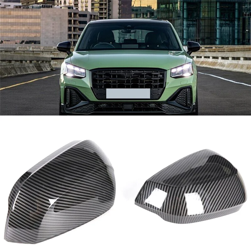 Carbon Fiber Pattern Car Side Door Rearview Mirror Cover Trim for Q2 SQ2 Q3 Q3 2017-2023