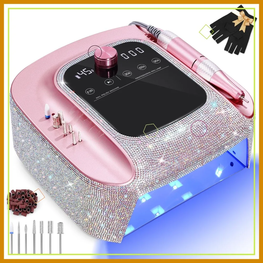 

Беспроводная УФ/LED лампа для ногтей и электрическая дрель 2-в-1, с автосенсором, ЖК-дисплеем, 45000 об/мин, для домашнего салона и обучения