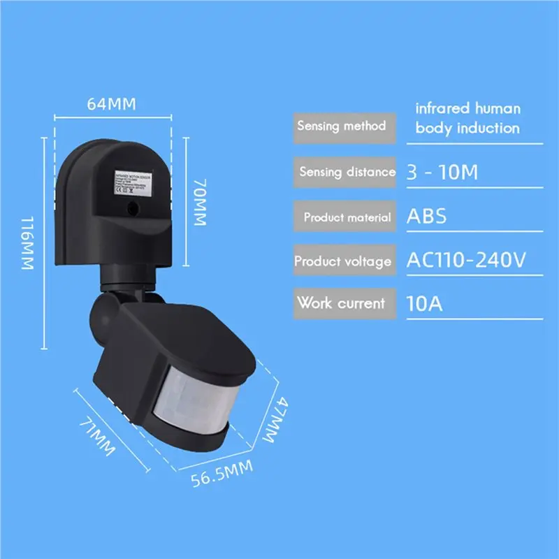 AB25-10X AC110-240V Motion Sensor Automatic Infrared Light Sensor Movement Detector Light Switch Human Presence Sensor A