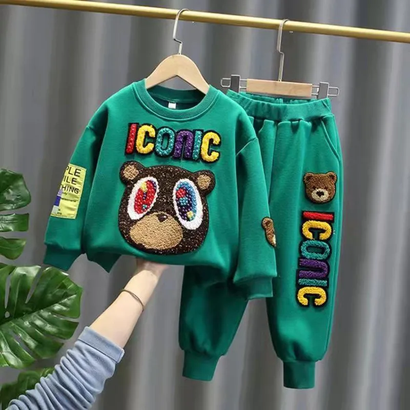 Children Clothes Set  Spring and Autumn New Kids Boy  Baby Cartoon  Sweater Pants 2pcs Boys And Girls Sports Clothing Suit