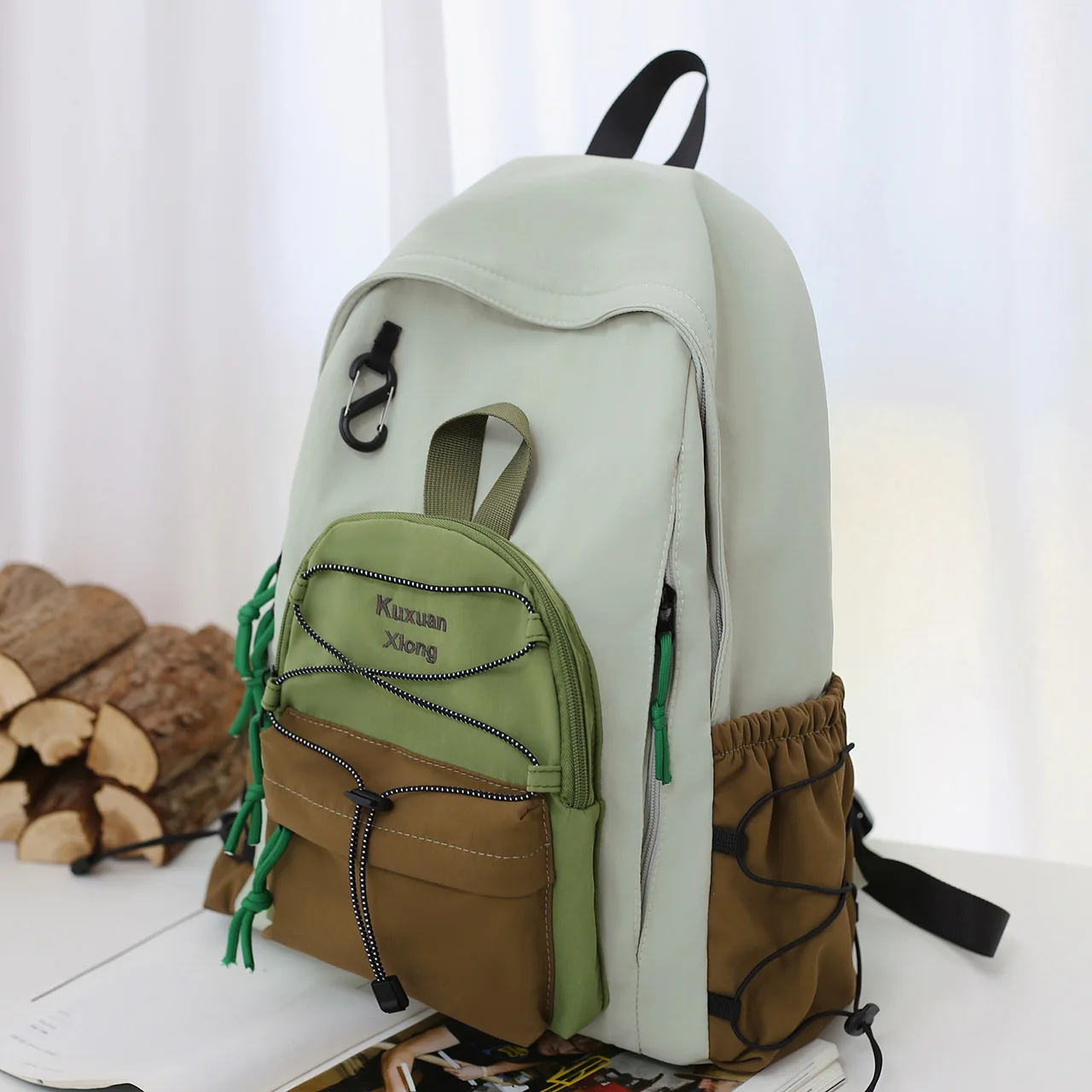 Color Block Hiking Backpack Casual Travel Daypack Outdoor Camping School Backpack Fashion Contrast Color Student Rucksack
