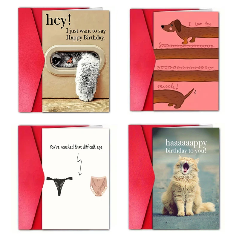 Niedliche, lustige Katzen-Geburtstagsgrußkarte mit Umschlag, einzigartige Valentinstag-Einladung, perfektes Geschenk für Lehrer, Eltern und Freunde
