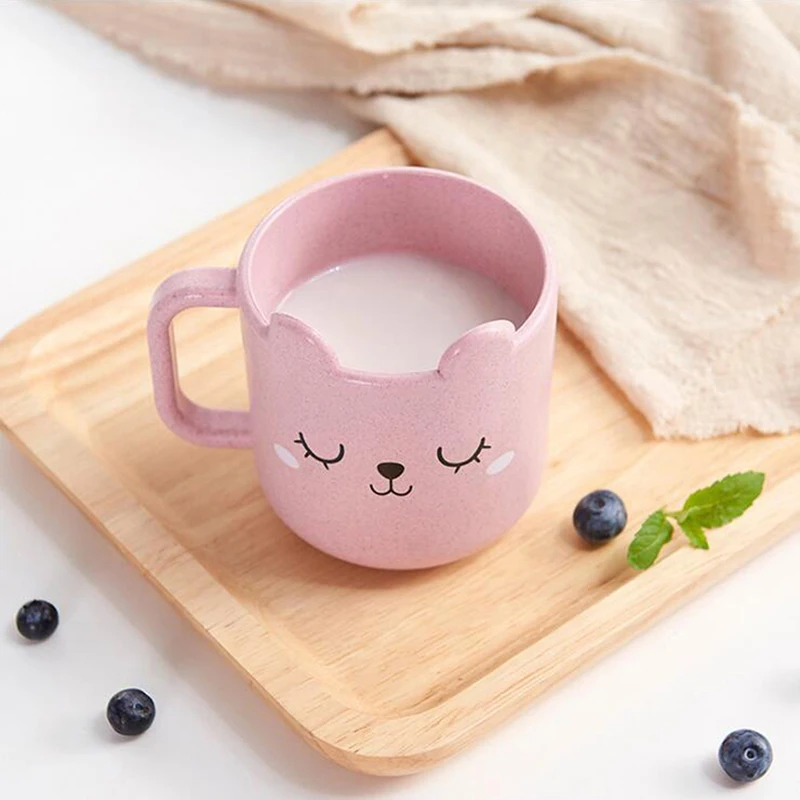 Taza para enjuague bucal con expresión de dibujos animados de paja de trigo, taza creativa para cepillado de niños, taza de plástico para cepillo de dientes, accesorios de baño