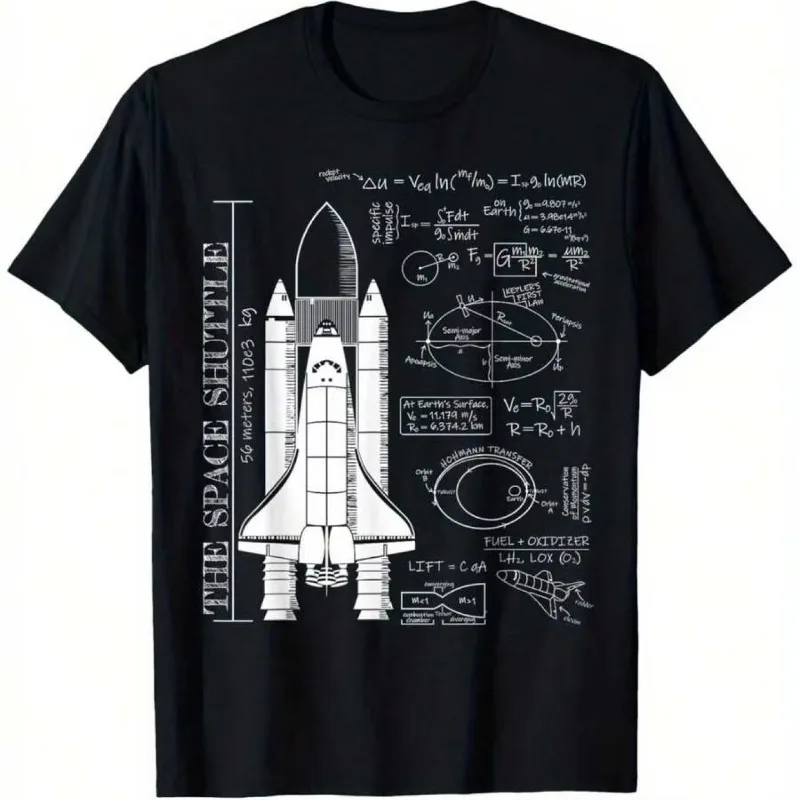 Men's Space Shuttle STS Rocket Science T-shirt, Educational Space EsinT T-shirt, Suitable for Both Men and Women in All Seasons