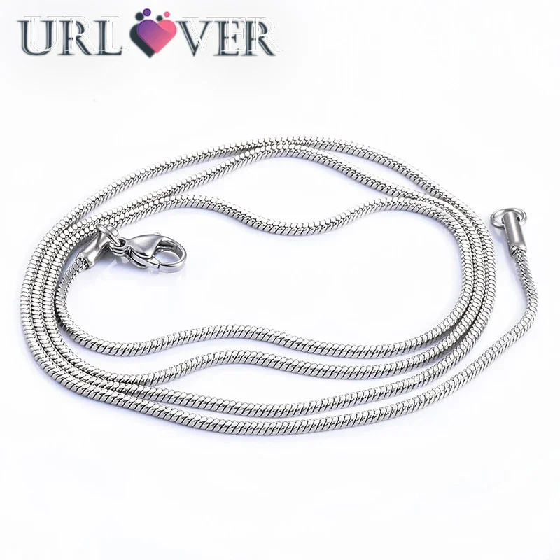 

URLOVER 1/2/3mm 925 Sterling Silver Round Snake Chain Necklace Birthday Party Gifts 18K Gold Choker Men Women's Fashion Jewelry