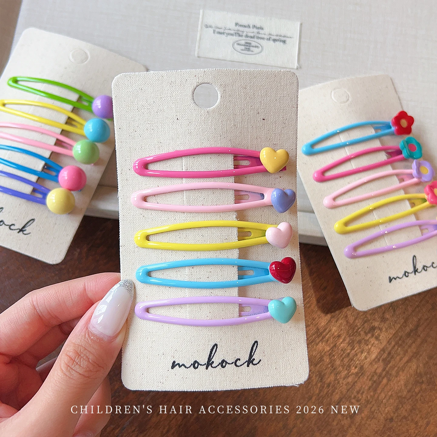 New 5pcs/set Candy Color Heart Flower Ball Snap Hair Clips 2026 Korean Macaron Alloy Hairpins For Women Girls Kids Toddler  Gift