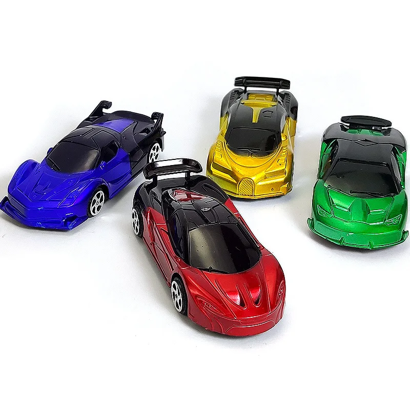 5 Stuks Kinderpuzzelspeelgoed Creatieve Simulatie Plastic Mini Snoepkleurige Coole Raceauto 'S Trekken Auto Speelgoedmodel Jongensgeschenken Terug