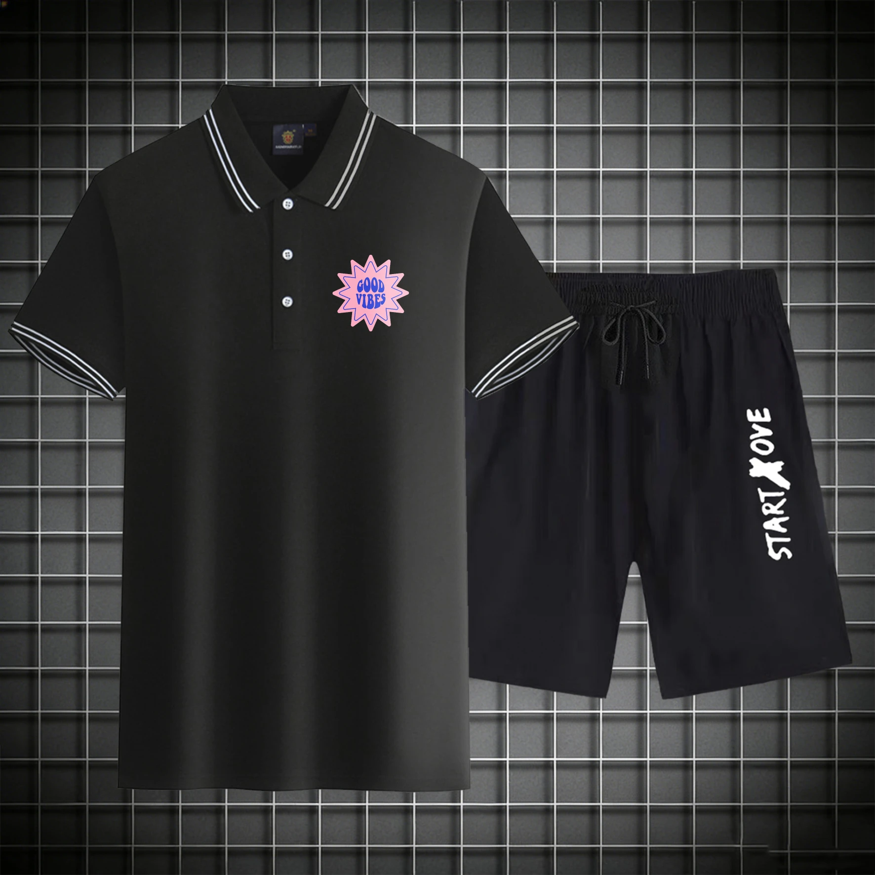 men's Polos sets 2026 Summer Short sleeve clothing set men's suits Graphic Suit for man Printed men's Tracksuit set Polyester