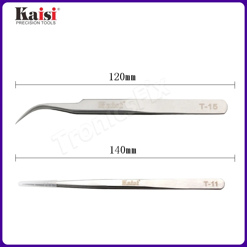 Kaisi T-11 T-15 High Precision Stainless Steel Curved Straight Tweezers For Cell Phone Tablet Computer Repair Hand Tools
