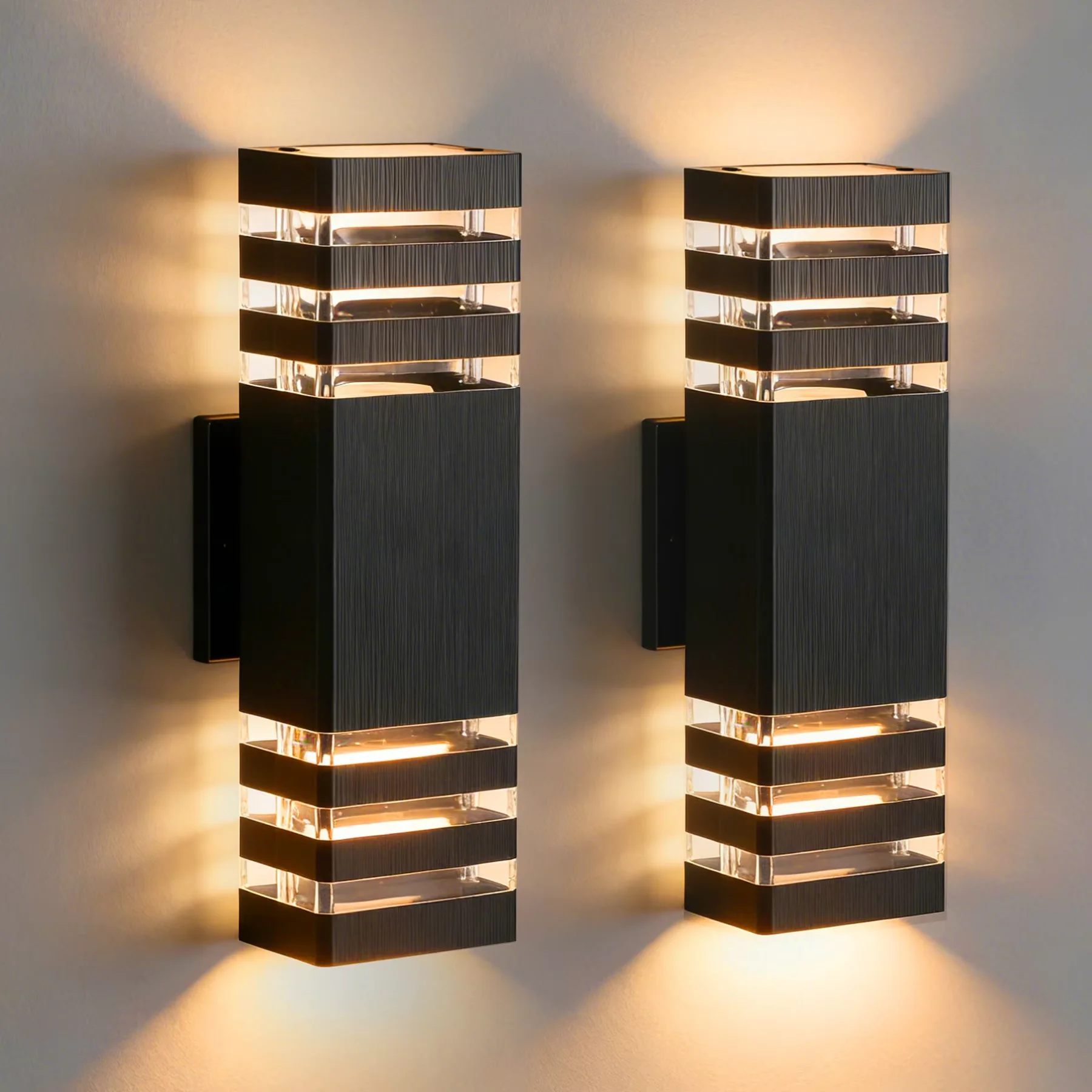 Applique da parete per esterni E27 con lampadina sostituibile, applique a LED IP65 impermeabile, illuminazione su e giù, per cancelli, portici, corridoi, lampada da parete per esterni