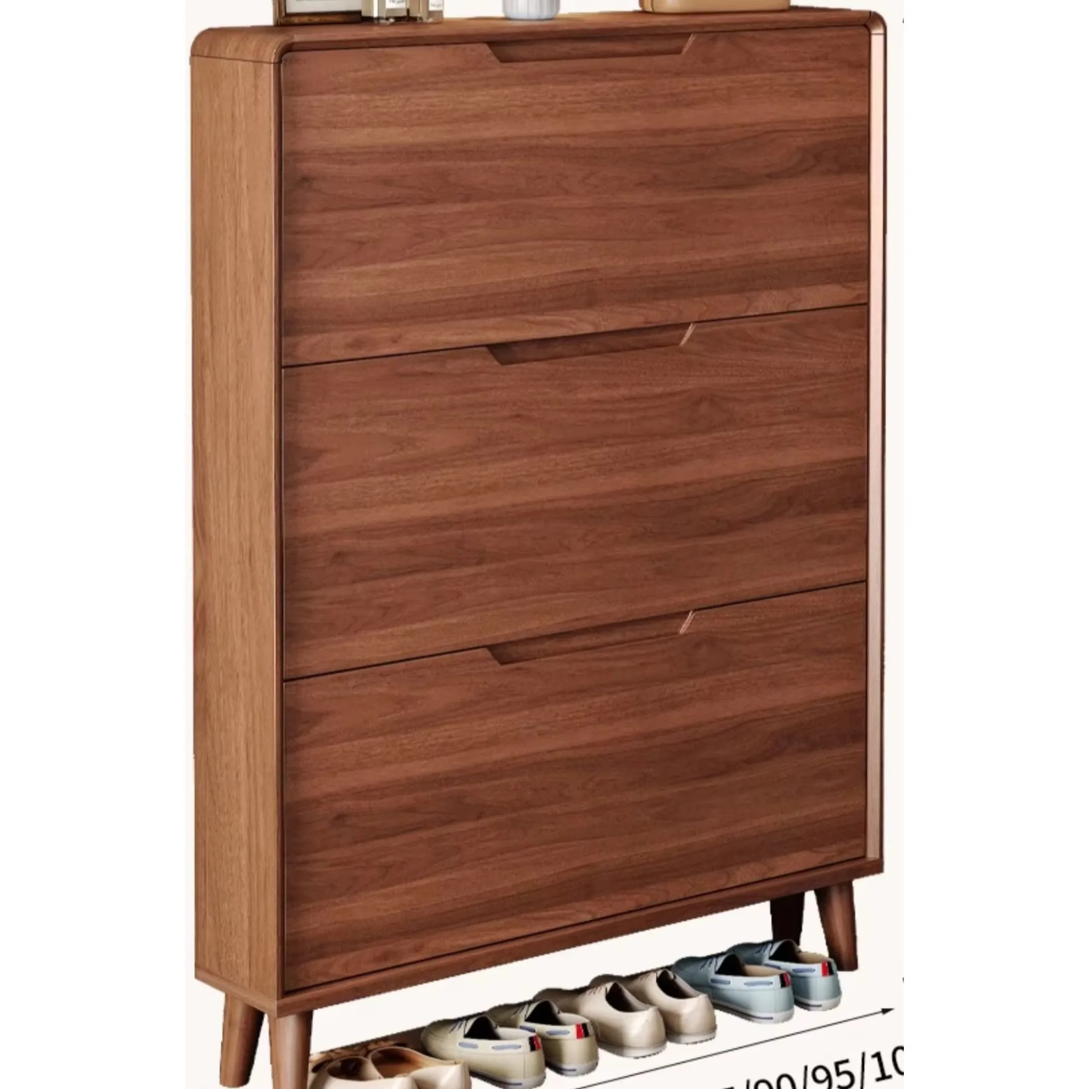Factory Direct Compatible withNew Chinese ultra-thin tipping bucket shoe cabinet household door 2025 new popular solid wood legs