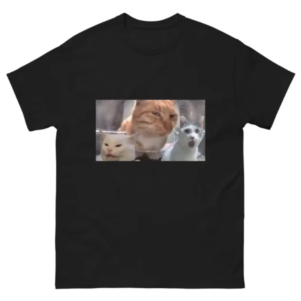 Funny Meme T-Shirt Cat Group Selfie Short SleevesCute Aesthetic Sarcastic Cat Lover Trendy Casual Streetwear Graphic Tee Top Y2k