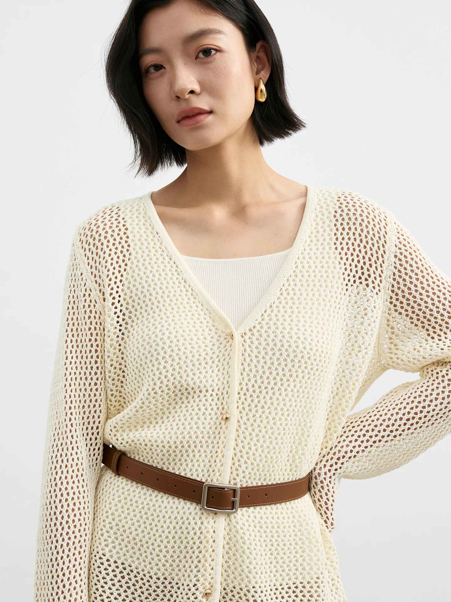 

Новый вязаный кардиган MASJM из бумажного волокна с V-образным вырезом, свободного кроя, с длинными рукавами, из смесового хлопка, для женщин, 651090