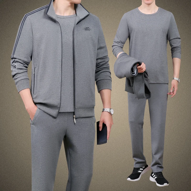 

Middle-Aged And ly Men's Sportswear Set Casual High-End Tee-Piece Suit for Spring And Autumn New Dad's Faion