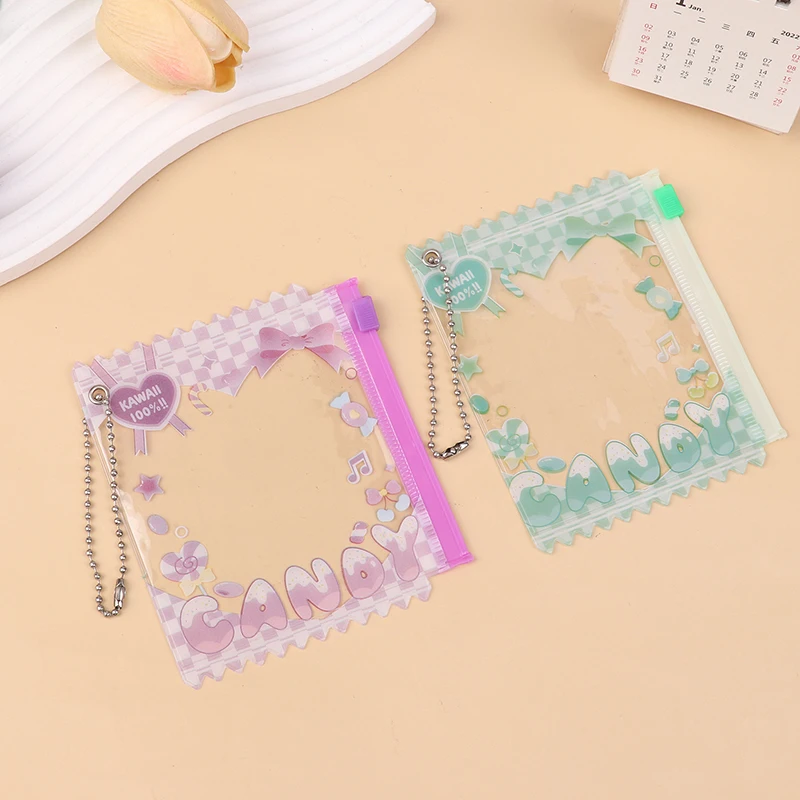 1Pc Cute Cartoon Transparent Bag 58MM-75MM Props Badge Storage Display Bag Protective Shell Card Bag Cover Candy Bag