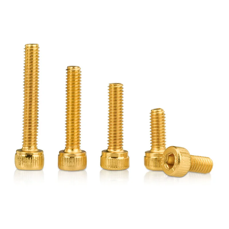12.9 Grade High Strength Titanium Plated Gold Cup Head Hexagon Socket Screws M2.5 M3 M4 M5 Golden Cylinder Head Bolts