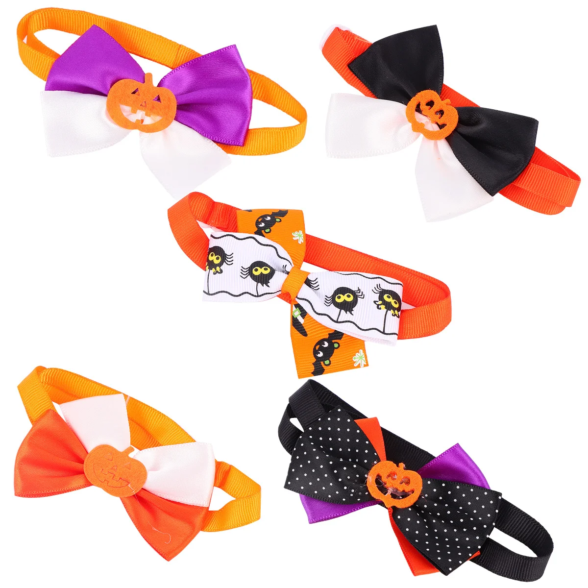 

5Pcs Dogs Neck Tie Bowknot Adjustable Set Breathable Pets Neck Collar for Halloween Christmas Party Dogs Ties Pets Neckties