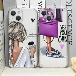 Fashion Girls Phone Case for IPhone 16 15 14 13 12 11 Pro Max Soft Coque for IPhone X XS Mini SE 7 8Plus Cover Shockproof Fundas