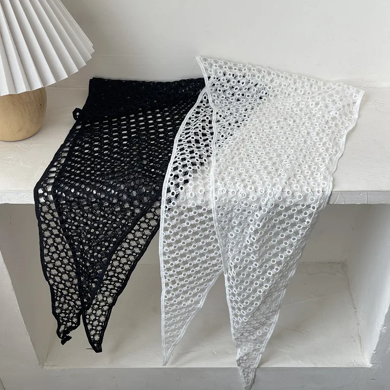 

Women Summer Cotton Hollow Out Crochet Shawl Lace Triangle Scarf Thin Dress Decor Scarf Fashion Neck Scarf Accessories