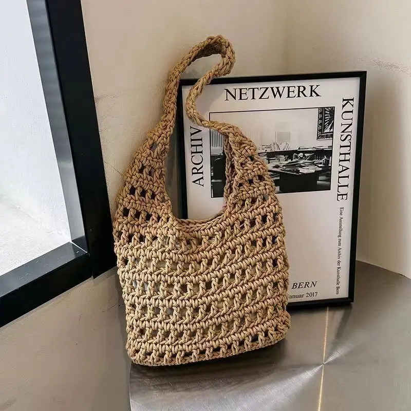 Women Woven Straw Shoulder Bag Large Summer Beach Bag Handbag Tote