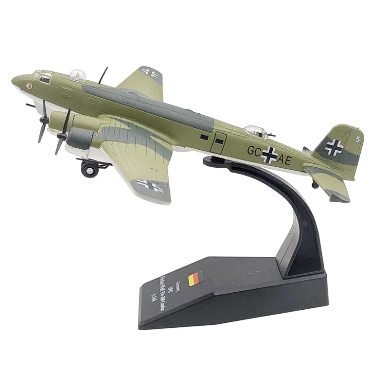 1/144 Scale Focke-Wulf Fw200 Condor Patrol Plane Diecast Metal Aircraft Ornament Model Boy Children Collection Birthday Toy Gift