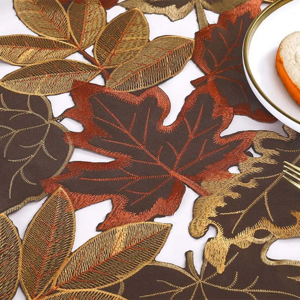 Tv Top Cover for Home Decor Embroidered Maple Table Mats Autumn Maple Embroidered Placemat Set Hollow Design Insulation Pads Hot
