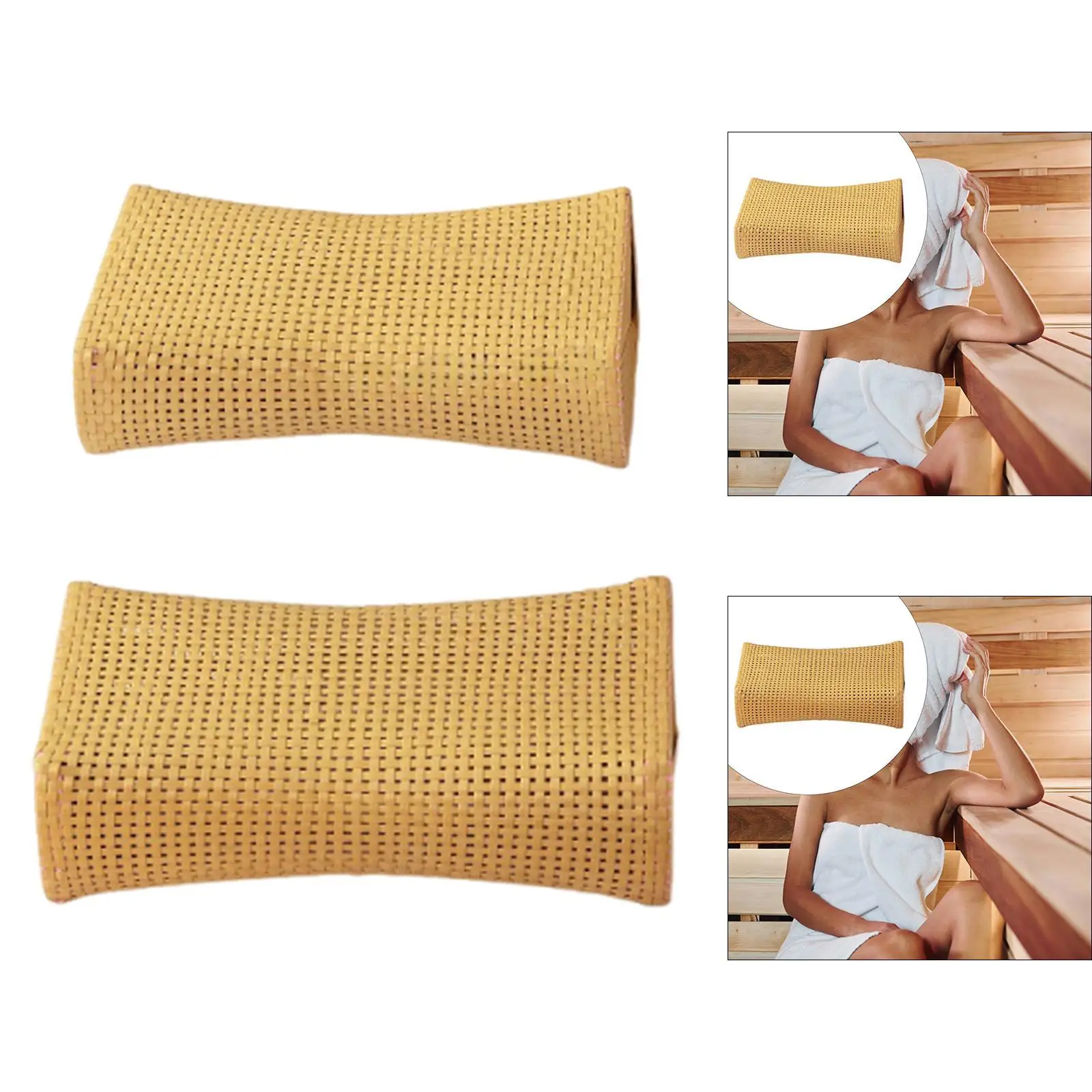 Sauna Pillow Imitation Rattan Comfortable Sauna Neck Rest Sauna Headrest Pillow for Steam Room Bathing Shower Room Bathroom SPA