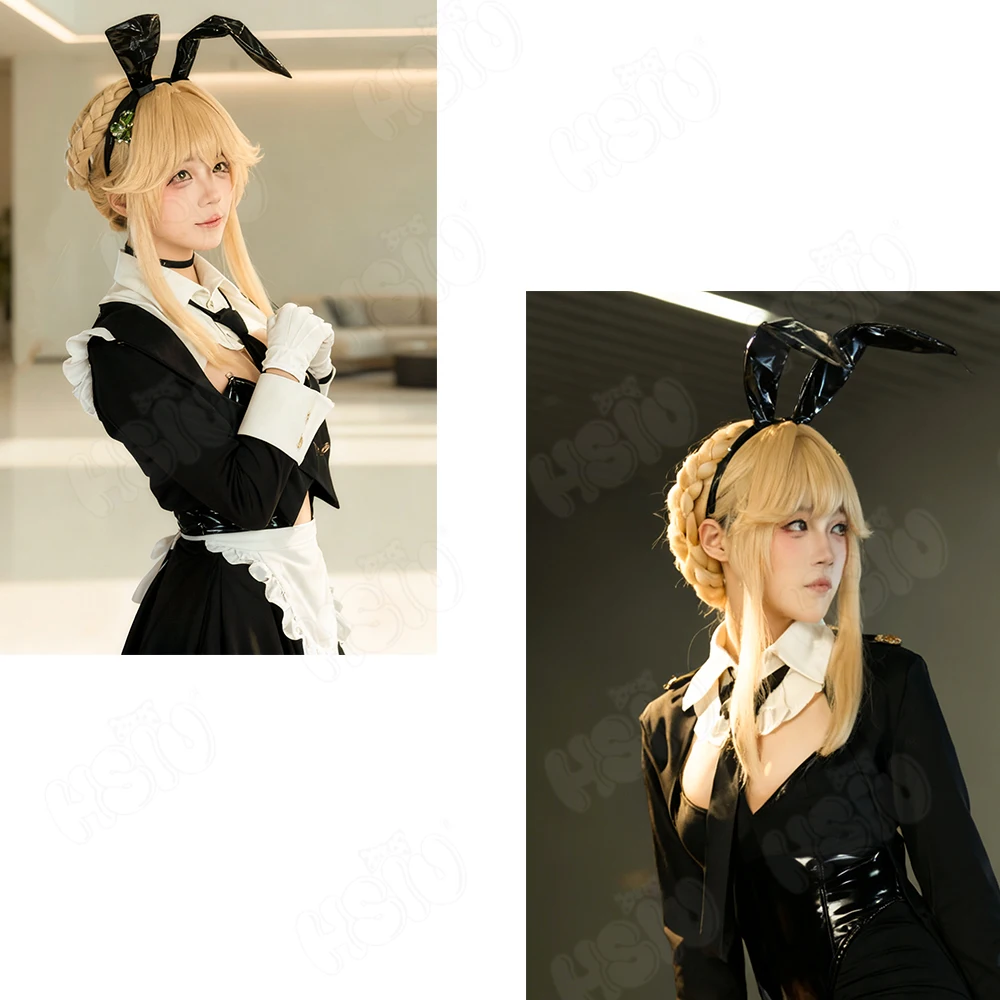Aide Cosplay Wig Fiber Synthetic Wig「HSIU」45CM Yellow Short Wig+Wig Cap Game NIKKE The Goddess of Victory Aide Cosplay