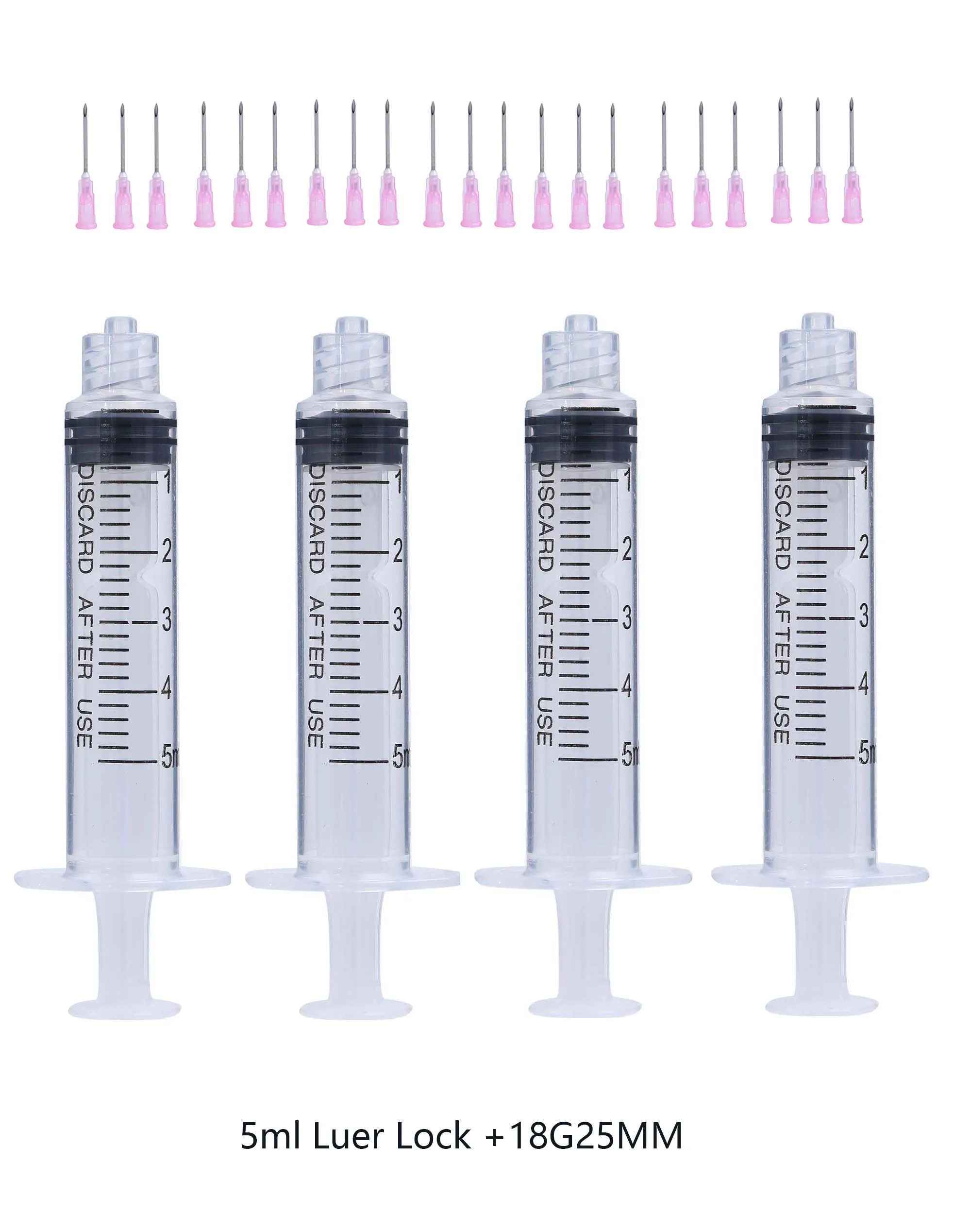 Imagem -04 - Seringa Luer Lock Seringa Descartável Agulha Apontada Afiada 5ml 21 mm 38 mm 26g 25g 23g 21g 20g 18g